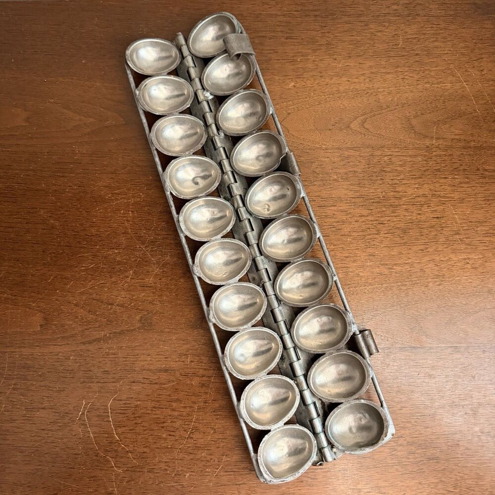Industrial Chocolate Easter Egg Mold Hinged Vintage Makes 10 1.5 " Eggs